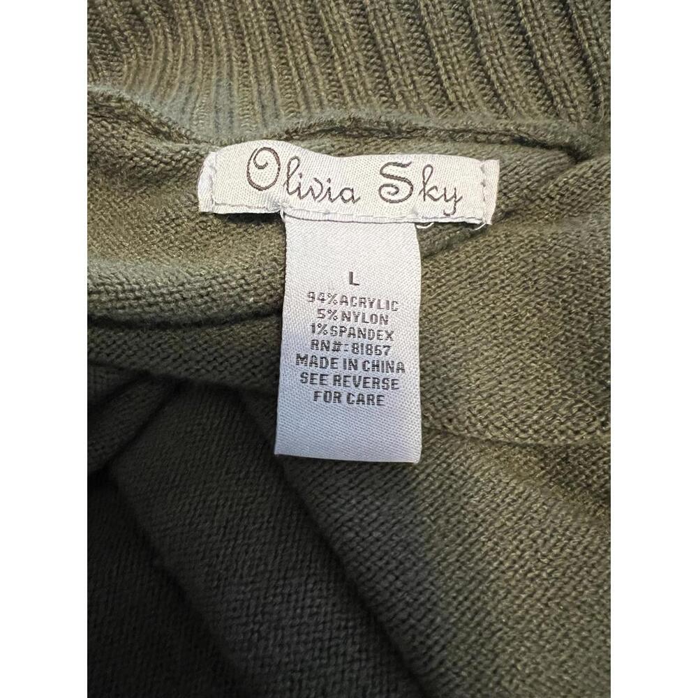 Olivia Sky Olive Green Buckle Detail Sweater Military Chic Dark Academia Size L - Picture 7 of 7